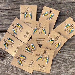 Kék cinege tűzzománc fülbevaló - ékszer - fülbevaló - pötty fülbevaló - Meska.hu