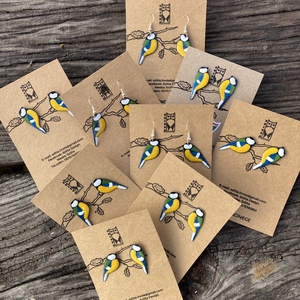 Széncinke egyedi tűzzománc fülbevaló - ékszer - fülbevaló - pötty fülbevaló - Meska.hu