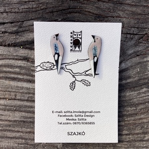 Szajkó tűzzománc fülbevaló - Meska.hu