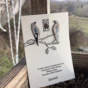 Szajkó tűzzománc fülbevaló - ékszer - fülbevaló - pötty fülbevaló - Meska.hu