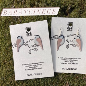 Barátcinege tűzzománc fülbevaló, Ékszer, Fülbevaló, Pötty fülbevaló, Tűzzománc, MESKA