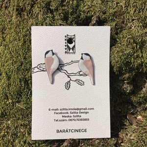 Barátcinege tűzzománc fülbevaló - ékszer - fülbevaló - pötty fülbevaló - Meska.hu