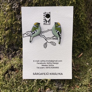 Sárgafejű királyka tűzzománc fülbevaló - esküvő - ékszer - fülbevaló - Meska.hu