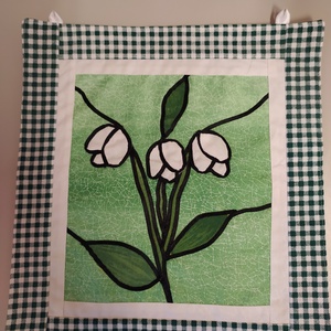 Patchwork falikép, hóvirágos, Otthon & Életmód, Dekoráció, Fali és függő dekoráció, Falra akasztható dekor, Patchwork, foltvarrás, MESKA
