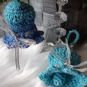 3 db Horgolt karácsonyfadísz, harang - karácsony - karácsonyi lakásdekoráció - karácsonyfadíszek - Meska.hu