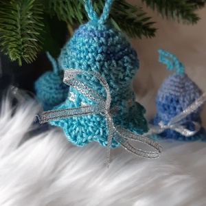 3 db Horgolt karácsonyfadísz, harang - karácsony - karácsonyi lakásdekoráció - karácsonyfadíszek - Meska.hu