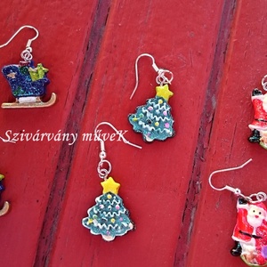 Mikulás szán, fülbevalón -  - Meska.hu Mikulás szán, fülbevalón -  - Meska.hu