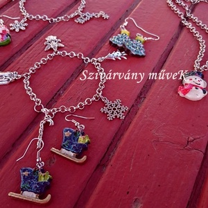 Mikulás szán, fülbevalón -  - Meska.hu Mikulás szán, fülbevalón -  - Meska.hu