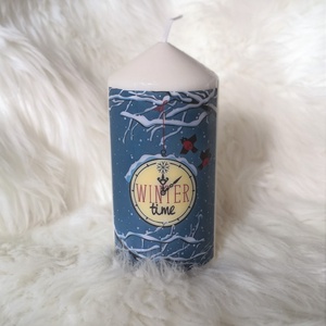 'Wintertime' közepes dekorgyertya - Meska.hu