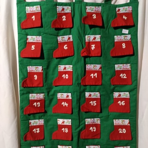 Adventi naptár csizmás, Karácsony, Adventi díszek, Adventi naptár, Patchwork, foltvarrás, MESKA