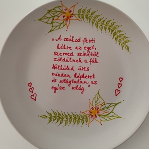 Virgmintás tnyér kedves üzenettel, Otthon & Életmód, Konyhafelszerelés, tálalás, Tálalás, Tányér & Étkészlet, , MESKA