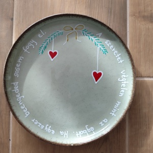 Karácsonyi mintás tányér választható szöveggel, Otthon & Életmód, Konyhafelszerelés, tálalás, Tálalás, Tányér & Étkészlet, Festett tárgyak, MESKA