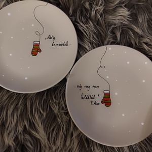 Páros karácsonyi tányér, Otthon & Életmód, Konyhafelszerelés, tálalás, Tálalás, Tányér & Étkészlet, Festett tárgyak, MESKA