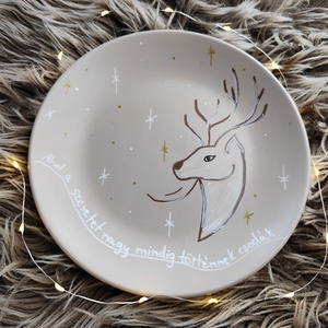 Karácsonyi szarvasos tányér, Otthon & Életmód, Konyhafelszerelés, tálalás, Tálalás, Tányér & Étkészlet, Festett tárgyak, MESKA
