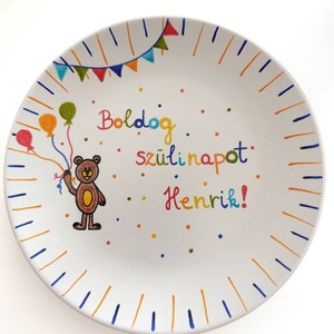 Boldog szülinapot! Kézzel festett tányér - Meska.hu