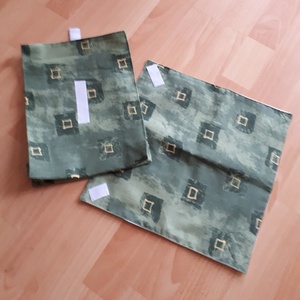NoWaste uzsonnás tasak és öko szalvéta khaki zöld mintás vászonból - táska & tok - uzsonna- & ebéd tartó - ebéd tasak, doboz - Meska.hu