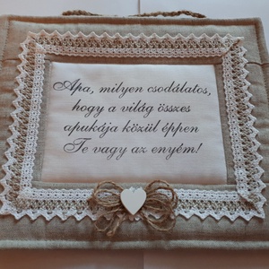 Édesapának ajándék textil kép transzfer felirattal,vintage stilusban - otthon & életmód - dekoráció - fali és függő dekoráció - falra akasztható dekor - Meska.hu