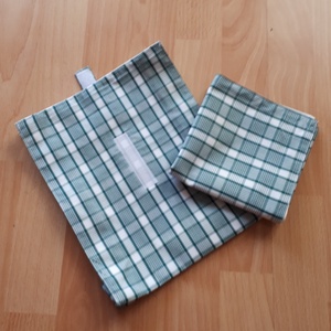 NoWaste uzsonnás tasak és öko szalvéta zöld-fehér  vászonból - táska & tok - uzsonna- & ebéd tartó - szendvics csomagoló - Meska.hu