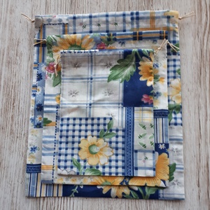 NoWaste patchwork mintás bevásárlózsák 3 db-os szett - táska & tok - bevásárlás & shopper táska - kenyeres zsák - Meska.hu