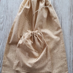 NoWaste bevásárló zsák,drapp apró virágmintás vászonból 2 db-os szett - táska & tok - bevásárlás & shopper táska - kenyeres zsák - Meska.hu