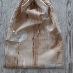NoWaste kenyeres zsák,drapp faerezetes és virágos pamutvászonból,  PUL béléssel - táska & tok - bevásárlás & shopper táska - kenyeres zsák - Meska.hu