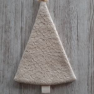 Natur csipkés karácsonyfa,ajtódísz,ablakdísz,Shabby chic stílusban - Meska.hu