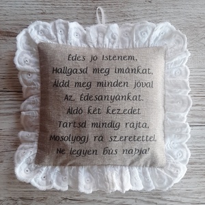  Anyáknapi levendulapárna,transzfer felirattal, madérával díszitve,vintage stílusban, Otthon & Életmód, Dekoráció, Fali és függő dekoráció, Függődísz, Varrás, Decoupage, transzfer és szalvétatechnika, MESKA
