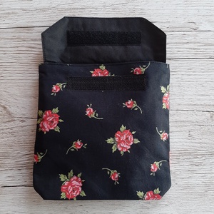NoWaste, uzsonnás tasak,fekete alapon rózsás vászonból , NoWaste - táska & tok - bevásárlás & shopper táska - shopper, textiltáska, szatyor - Meska.hu