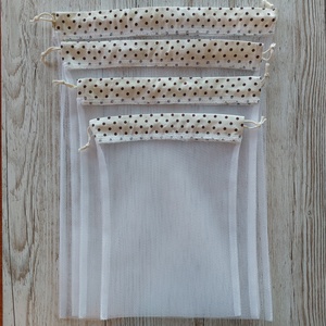 NoWaste bevásárlózsák,tüll zsák, öko zsák, 4 db-os, zöldséghez, gyümölcshöz és pékáruhoz - táska & tok - bevásárlás & shopper táska - zöldség/gyümölcs zsák - Meska.hu