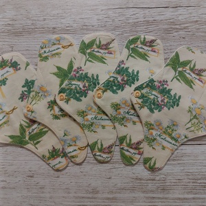 Tisztasági betét,intim betét,tanga betét,ekrü alapon gyógynövényes  pamutvászonból,flannel alsórésszel, NoWaste - szépségápolás - intim higiénia - tisztasági betét - Meska.hu