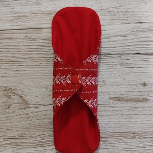 Egészségügyi betét, intim betét,újramosható,környezetbarát,piros alapon fehér sormintás pamutvászonból,NoWaste - szépségápolás - intim higiénia - intimbetét - Meska.hu