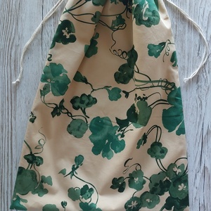 NoWaste kenyeres zsák,drapp alapon zöld  virágos vászonból,  PUL béléssel, Táska & Tok, Bevásárlás & Shopper táska, Kenyeres zsák, Varrás, MESKA