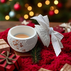 Karácsonyi gömb mécsestartó, Karácsony, Karácsonyi lakásdekoráció, Karácsonyi lakásdíszek, Gipszöntés, MESKA