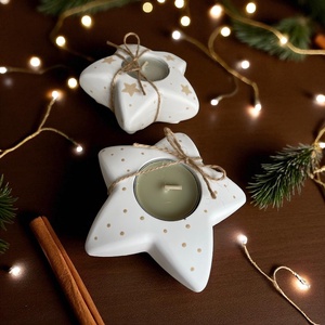 Mécsestartó, Karácsony, Karácsonyi lakásdekoráció, Karácsonyi lakásdíszek, Gipszöntés, Festett tárgyak, MESKA