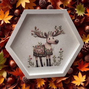 Tálca, Karácsony, Karácsonyi lakásdekoráció, Karácsonyi lakásdíszek, Decoupage, transzfer és szalvétatechnika, Gipszöntés, MESKA