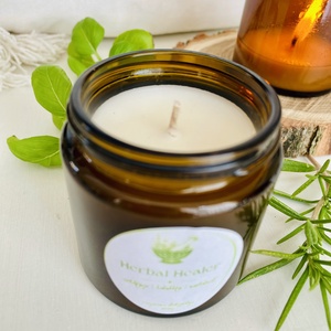 Herbal Healer zöld, fás-gyógynövényes illatú szójagyertya - otthon & életmód - gyertya, illat, aroma - gyertya - Meska.hu