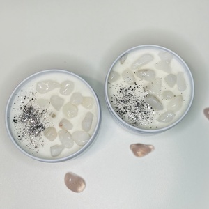 Luna energiatisztító mágiagyertya tejkvarc kristállyal (hófehér szójagyertya) - otthon & életmód - gyertya, illat, aroma - gyertya - Meska.hu