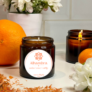 Alhambra - mandarin, szantálfa illatú szójagyertya, Otthon & Életmód, Gyertya, illat, aroma, Gyertya, Gyertya-, mécseskészítés, MESKA