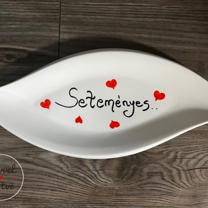 Seteményes keskeny tál, Otthon & Életmód, Konyhafelszerelés, tálalás, Tálalás, Kínálótál, Festett tárgyak, MESKA