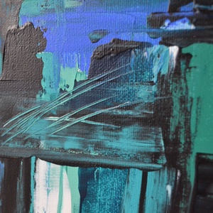 Tópart absztrakt festmény (18x24 cm, akril, vászon, különleges technika) + ingyen posta - művészet - festmény - akril - Meska.hu