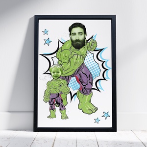 Vicces szuperhősös grafika apának fotópapíron (A/4) Hulk - szerkeszthető ajándék a legjobb apának, Művészet, Grafika & Illusztráció, Digitális, Fotó, grafika, rajz, illusztráció, MESKA
