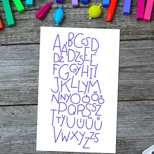 Minimalista magyar ábécé dekor A/4-es méretben (digitális vagy fotópapírra nyomtatva) fekete, rózsaszín, kék, nude - művészet - grafika & illusztráció - digitális - Meska.hu