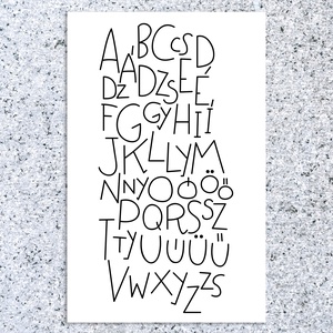 Minimalista magyar ábécé dekor A/4-es méretben (digitális vagy fotópapírra nyomtatva) fekete, rózsaszín, kék, nude, Művészet, Grafika & Illusztráció, Digitális, Fotó, grafika, rajz, illusztráció, MESKA