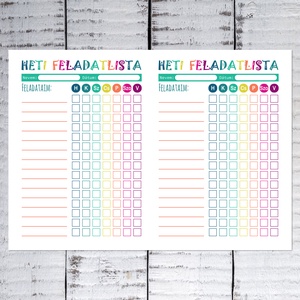 Napi és heti feladatlista, tervező, szivárványos színek (digitális termék vagy papírra nyomtatva) - otthon & életmód - papír, írószer - naptár & tervező - Meska.hu