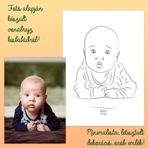 Vonalrajz kisbabádról - minimalista letisztult dekoráció, babarajz, újszülött, A/4-es méretben, saját fotó alapján - művészet - grafika & illusztráció - művészi nyomat - Meska.hu