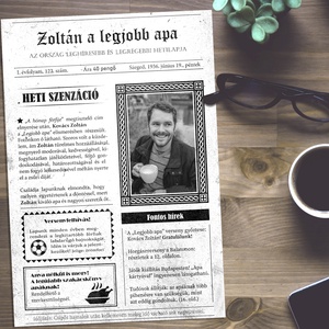 Apa a címlapon! Szerkeszthető hetilap grafika apának fotópapíron (A/4) ajándék apának, Művészet, Grafika & Illusztráció, Digitális, Fotó, grafika, rajz, illusztráció, MESKA