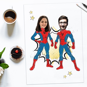 Pókember páros! Szuperhősös grafika kedvesednek digitálisan, fotópapíron vagy keretezve (A/4) szerkeszthető ajándék - művészet - grafika & illusztráció - digitális - Meska.hu