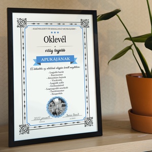 Karácsonyi Oklevél a Legjobb Apának! Szerkeszthető grafika digitálisan, fotópapíron vagy akár keretezve (A/4) - művészet - grafika & illusztráció - digitális - Meska.hu