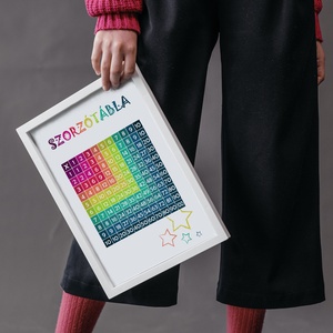 Színes szorzótábla - dekor digitálisan, fotópapírra nyomtatva vagy keretezve (A/4) - pozitivitás, iskolakezdés - Meska.hu