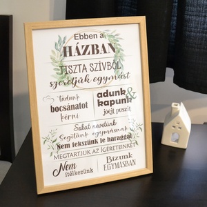 Ebben a házban... dekor grafika - házavató - lakásdekor - nappali - A/4-es fotópapírra vagy keretezve, Otthon & Életmód, Dekoráció, Fali és függő dekoráció, Falra akasztható dekor, Fotó, grafika, rajz, illusztráció, MESKA